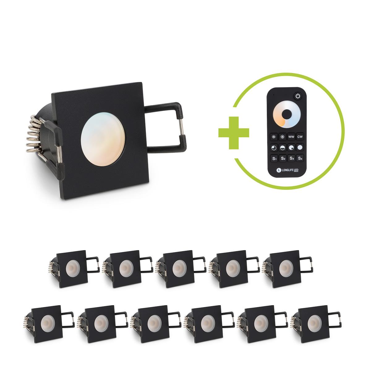 Einbaustrahler Mini Livorno eckig 3W CCT IP65 - Farbe: schwarz matt - Anzahl: 12x