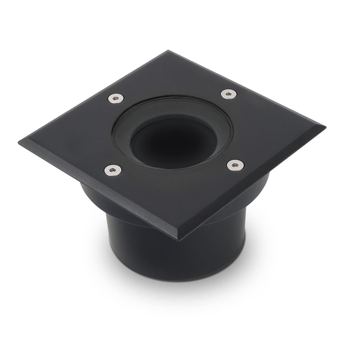 LED Bodeneinbaustrahler Schwarz FLACH eckig 230V IP67 - Leuchtmittel: Ohne - Anzahl: 1x