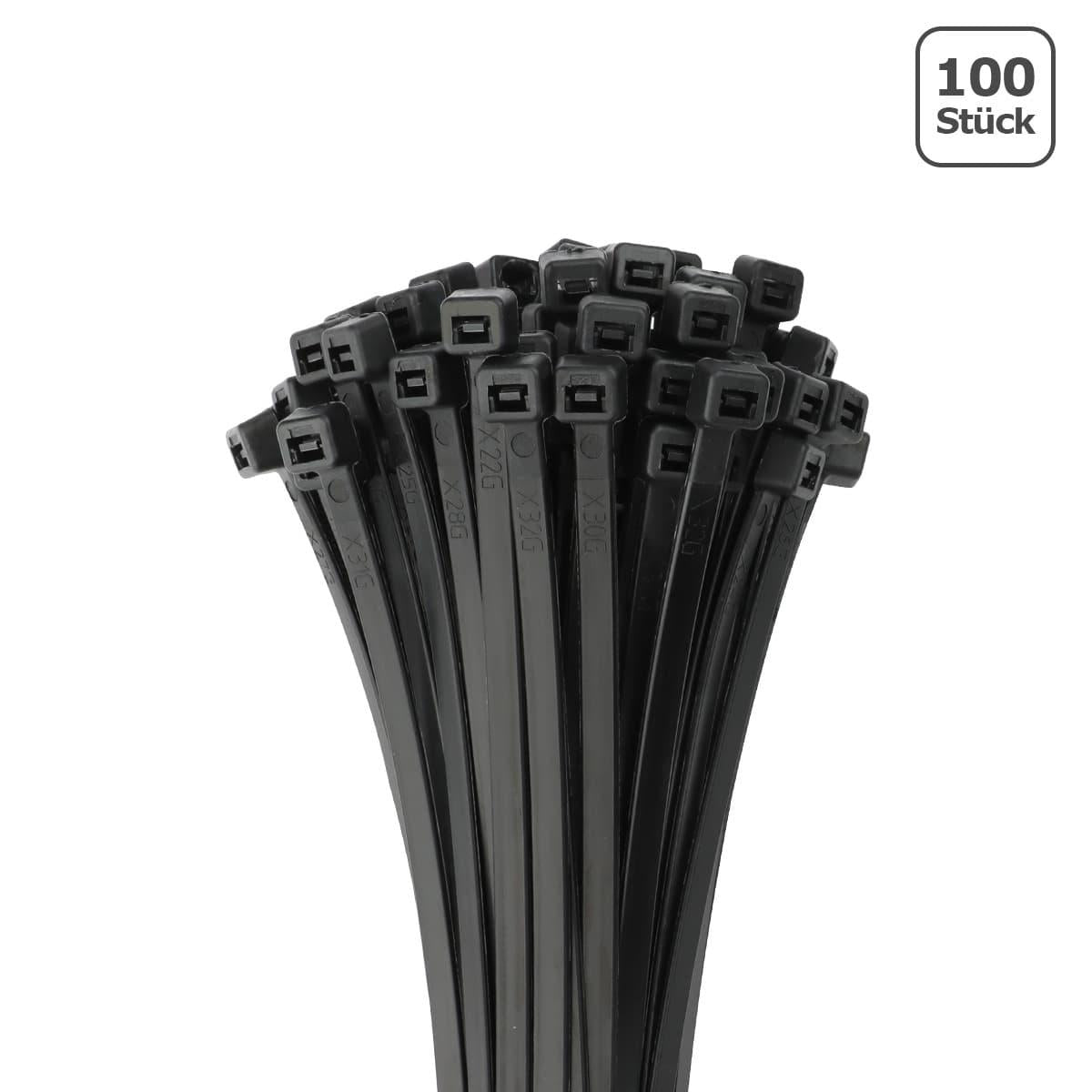 Kabelbinder 4,8mm breit schwarz 100 Stk. UV beständig - Länge: 500mm