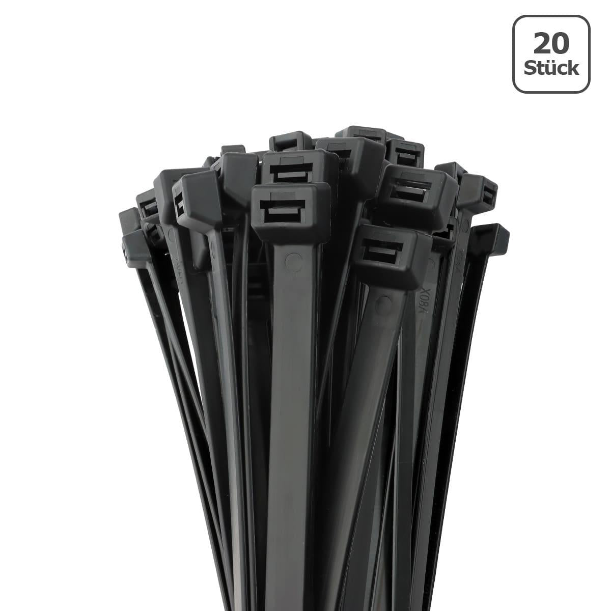 Kabelbinder 12,4mm breit schwarz 20 Stk. UV beständig - Länge: 530mm