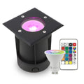 LED Bodeneinbaustrahler Schwarz eckig 230V IP67 - Leuchtmittel: GU10 5W RGB+CCT inkl. IR Fernbedienung - Anzahl: 1x