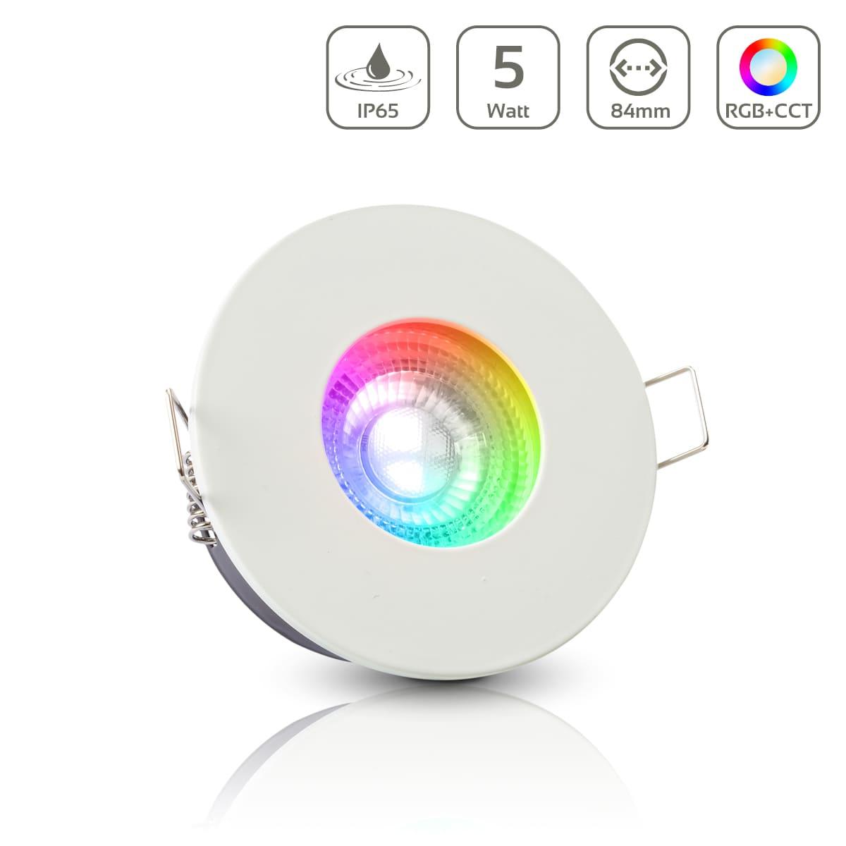 Einbauspot IP65 rund - Farbe: Weiß - LED Leuchtmittel: GU10 5W RGB+CCT