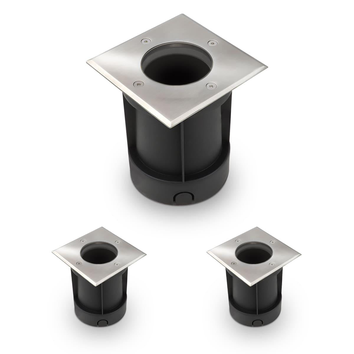 LED Bodeneinbaustrahler eckig Edelstahl 230V IP67 - Leuchtmittel: Ohne - Anzahl: 3x