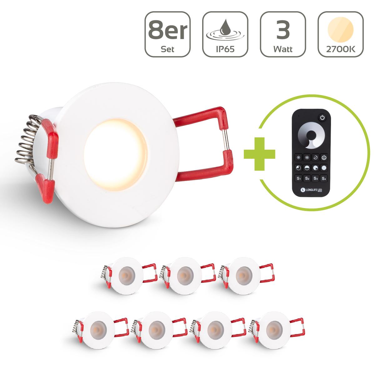 Einbaustrahler Mini Livorno 3W 2700K IP65 - Farbe: weiß - Anzahl: 8x