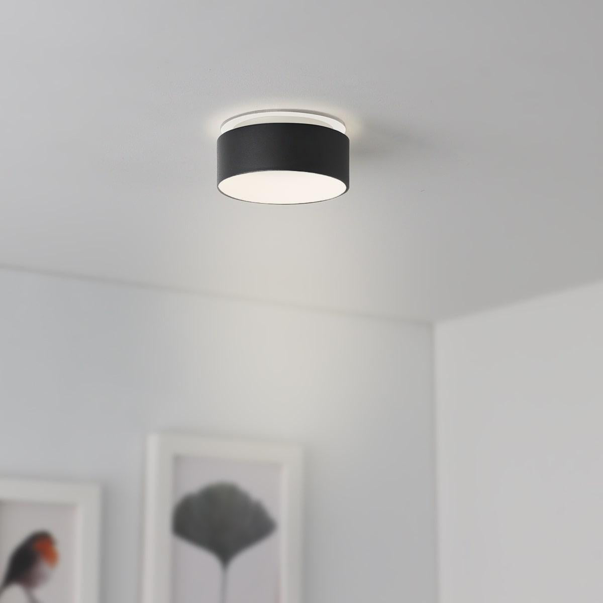 Einbaustrahler Rahmen rund indirektes Licht - Farbe: Schwarz - LED Leuchtmittel: GU10 5W neutralweiß dimmbar