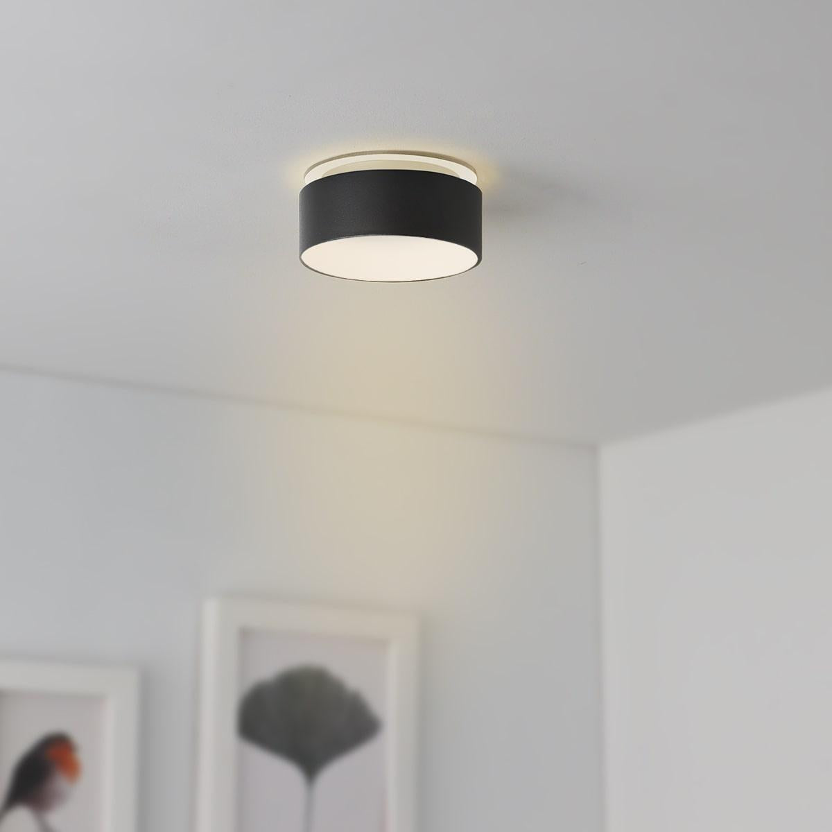 Einbaustrahler Rahmen rund indirektes Licht - Farbe: Schwarz - LED Leuchtmittel: GU10 5W warmweiß dimmbar