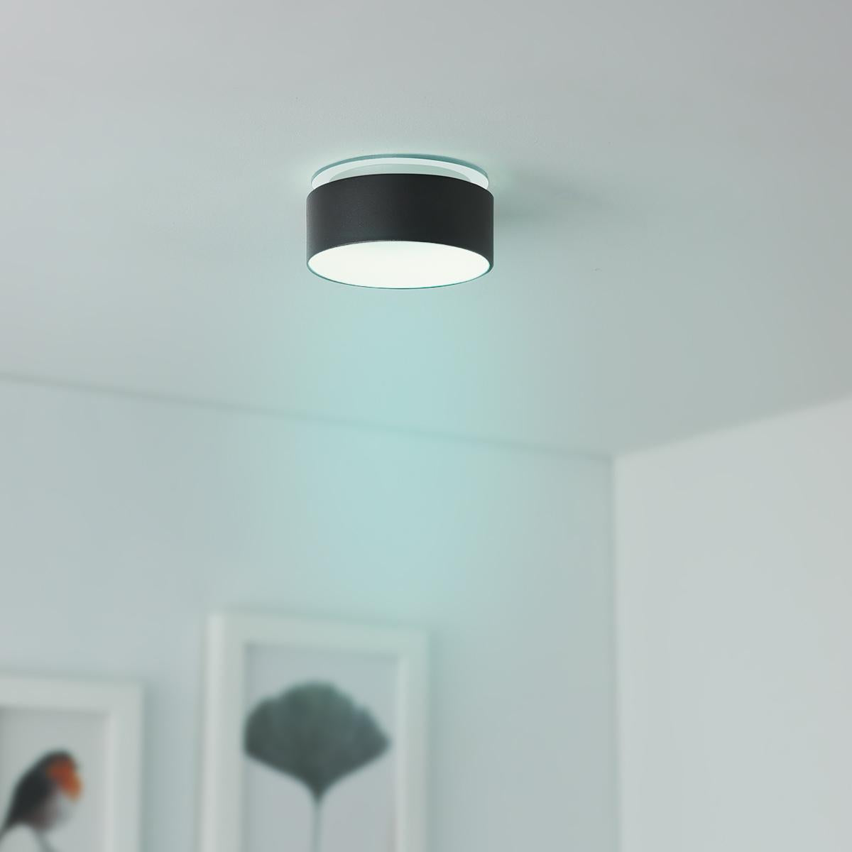 Einbaustrahler Rahmen rund indirektes Licht - Farbe: Schwarz - LED Leuchtmittel: GU10 5W RGB+CCT