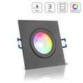 Einbauspot IP44 eckig - Farbe: Anthrazit - LED Leuchtmittel: GU10 5W RGB+CCT