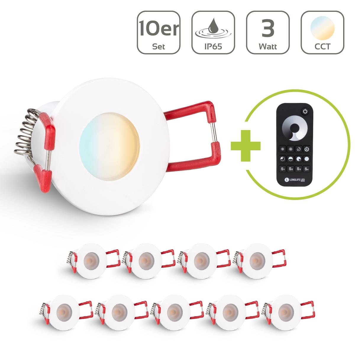 Einbaustrahler Mini Livorno 3W CCT 2700K-6500K IP65 - Farbe: weiß - Anzahl: 10x