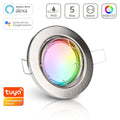 Einbauspot IP20 rund schwenkbar Sprengring - Farbe: Edelstahl-gebürstet - LED Leuchtmittel: GU10 5W RGB+CCT Smart Tuya