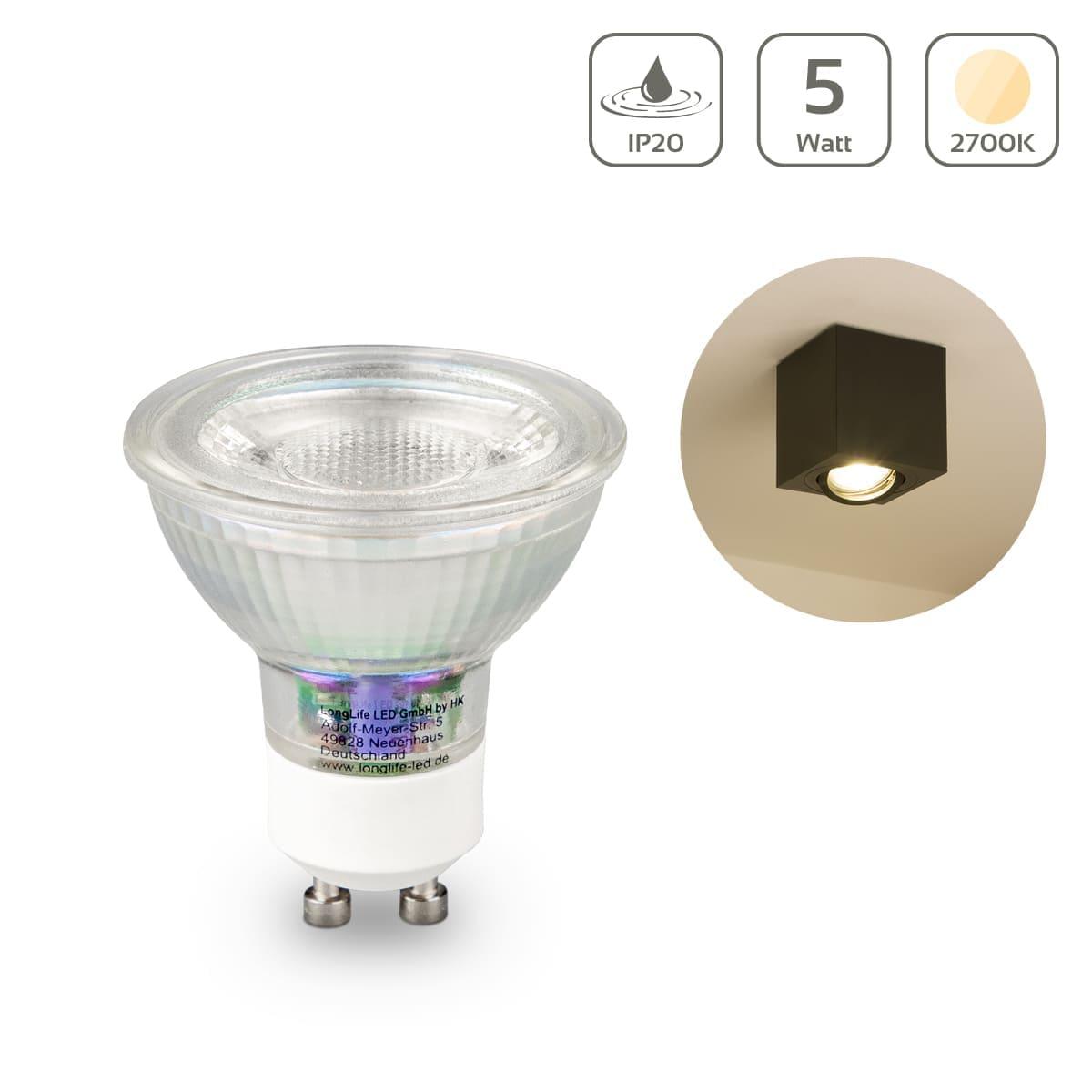 LED Spot GU10 5W 440lm 40° - Lichtfarbe: Warmweiß 2700K