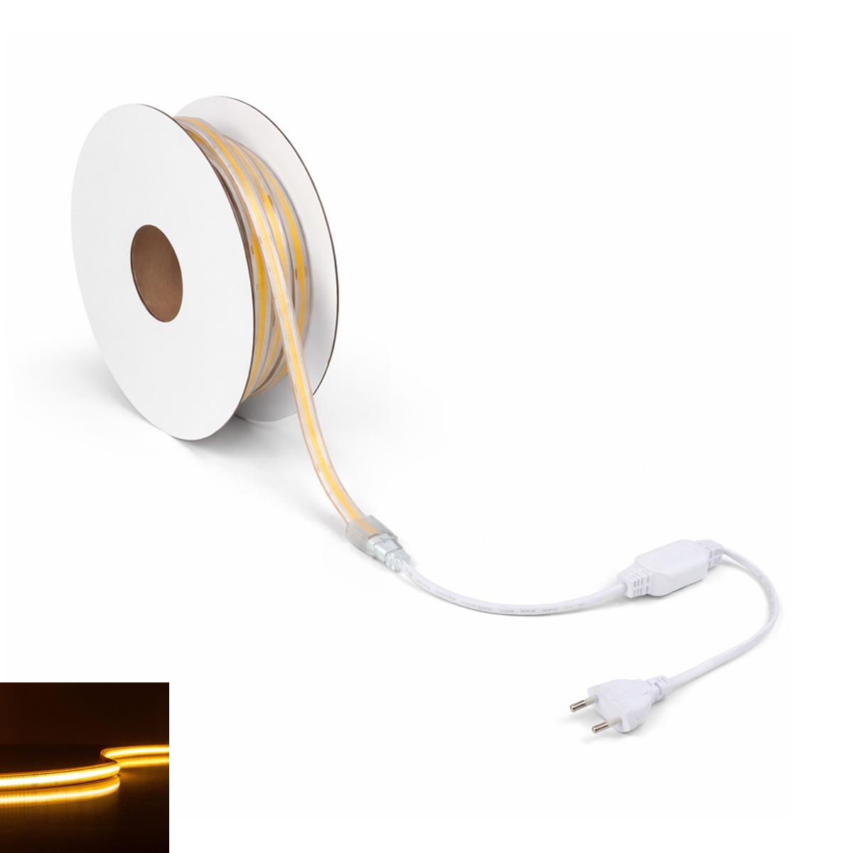 COB 230V LED Streifen 10W/m 360LED/m 10mm - Lichtfarbe: Warmweiß 2700K - Länge: 15M