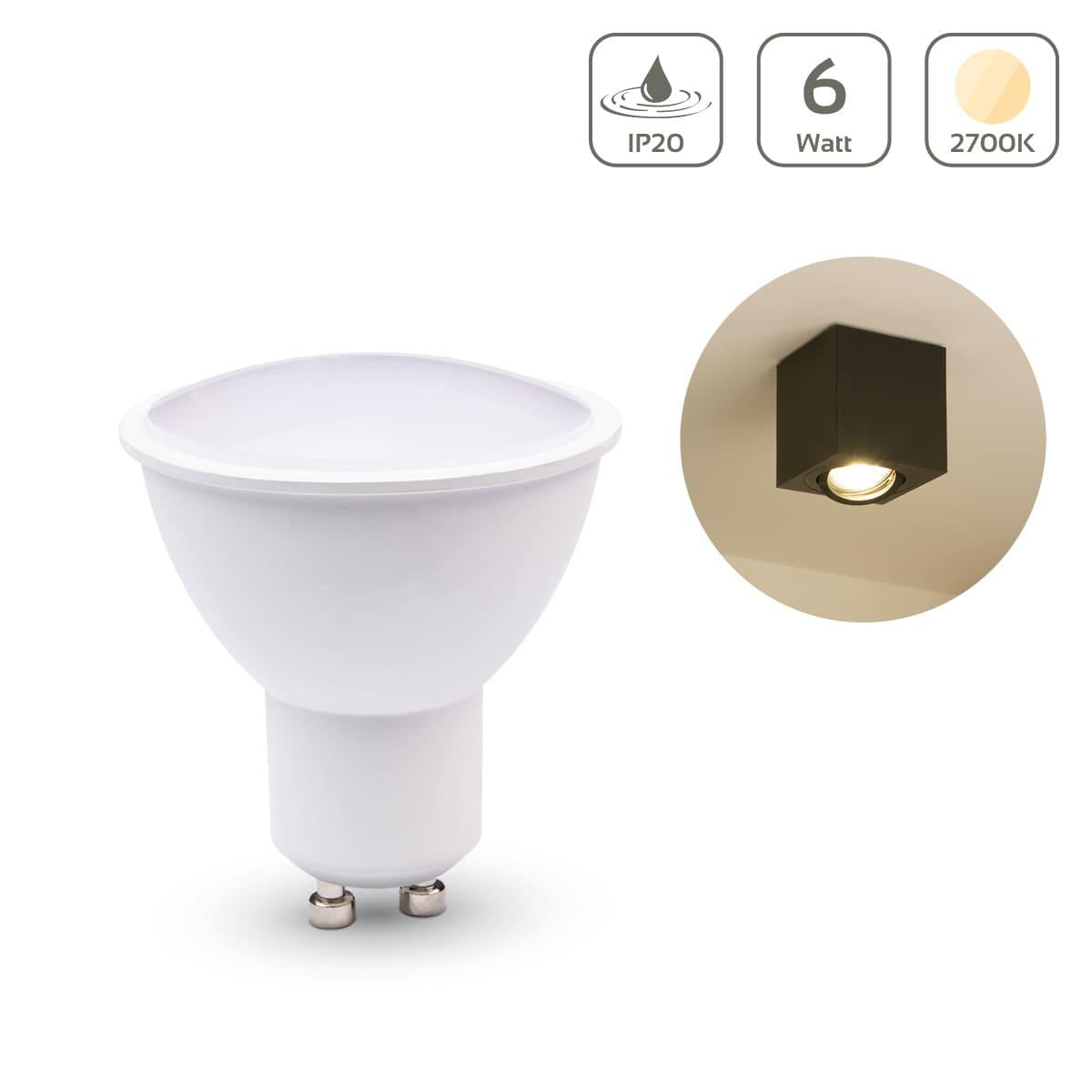 LED Spot GU10 6W 540lm 120° - Lichtfarbe: Warmweiß 2700K