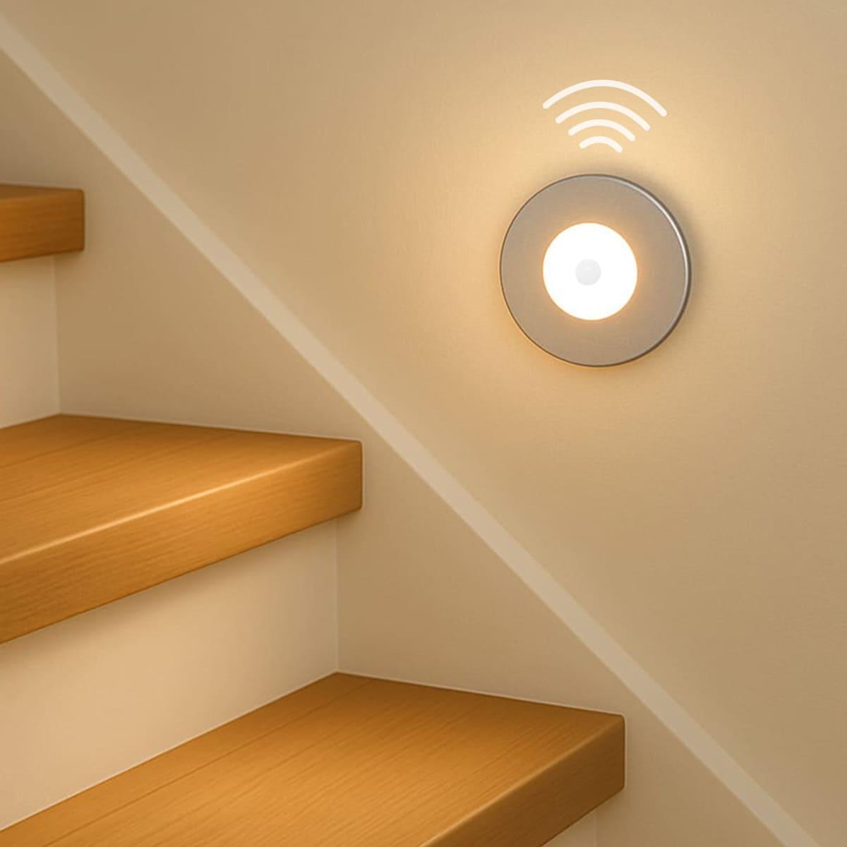Treppenleuchte NEO rund Warmweiß - Farbe: Edelstahl-gebürstet - Ausführung: mit Bewegungsmelder