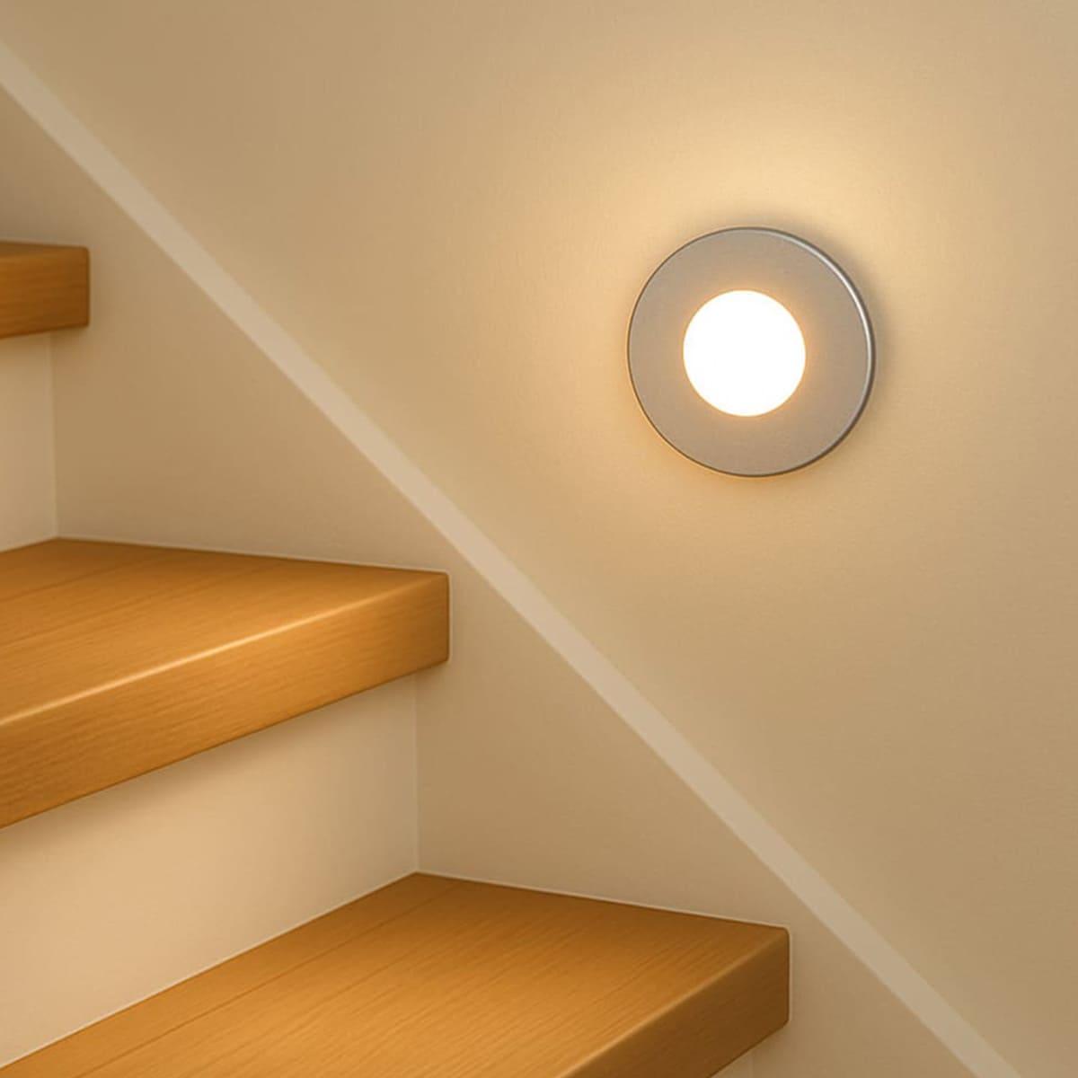 Treppenleuchte NEO rund Warmweiß - Farbe: Edelstahl-gebürstet - Ausführung: Standard