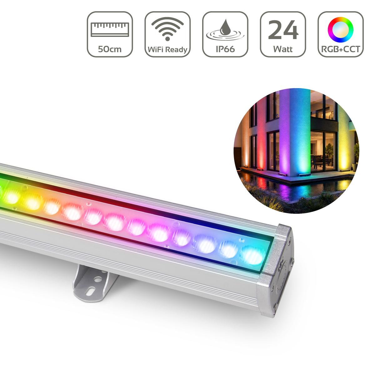 MiBoxer RGB+CCT LED Wallwasher WiFi Fassadenstrahler 230V IP66 - Ausführung: 24W 50cm RL3-24