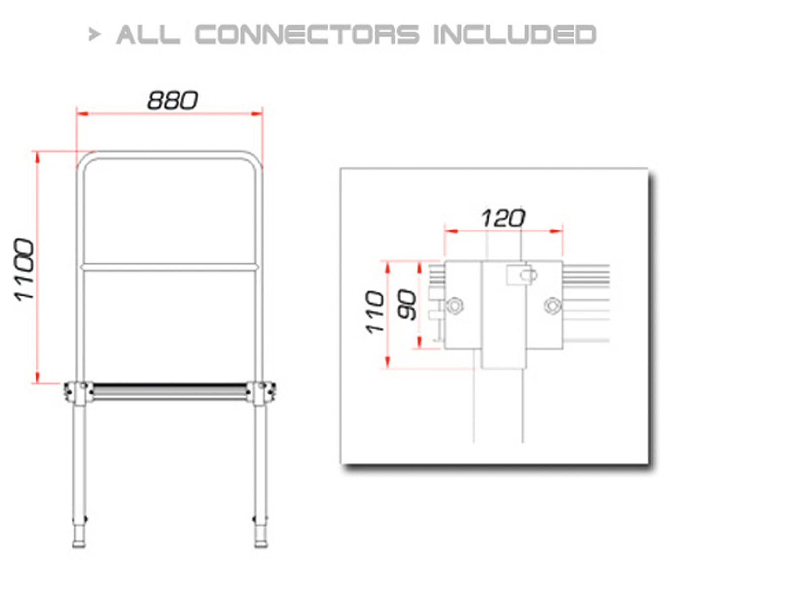 GUIL TMQ-01/440 Bühnengeländer 88cm (Aluminiumversion)