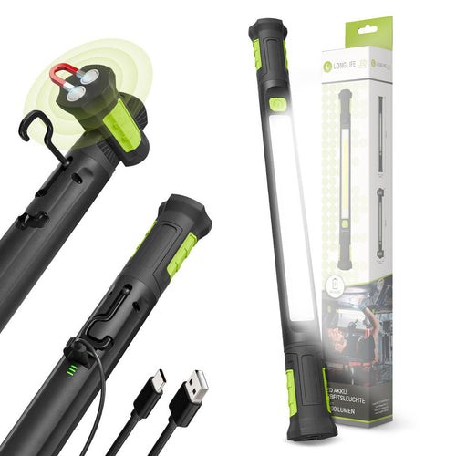 Akku-Arbeitsleuchte 1000 lm | 10 W, 6500 K, 2 Dimmstufen, USB-C, magnetisch & 360° drehbar