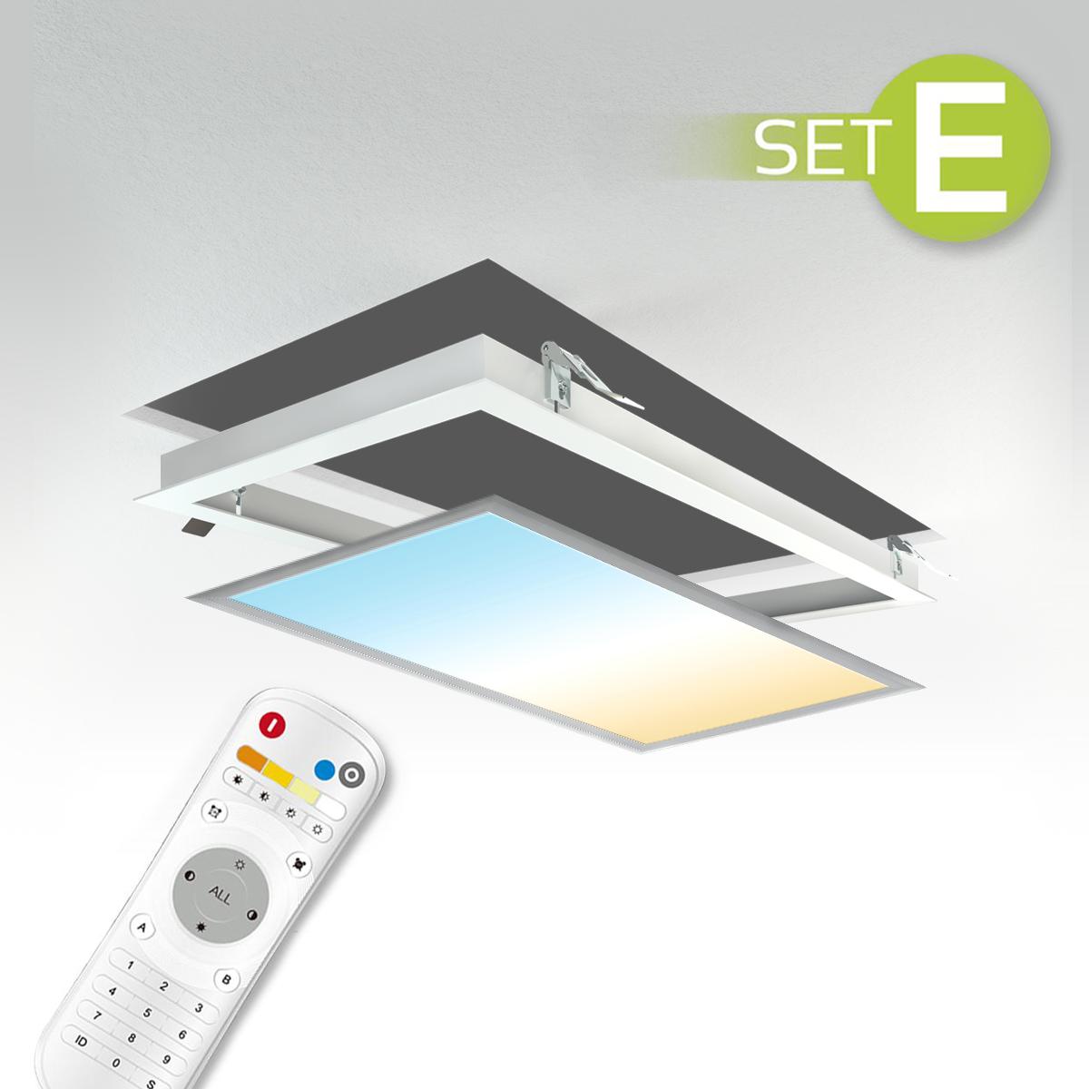 CCT LED Panel 60x30cm Einbauset 24W 3000-6000K inkl. Fernbedienung und Einbaurahmen