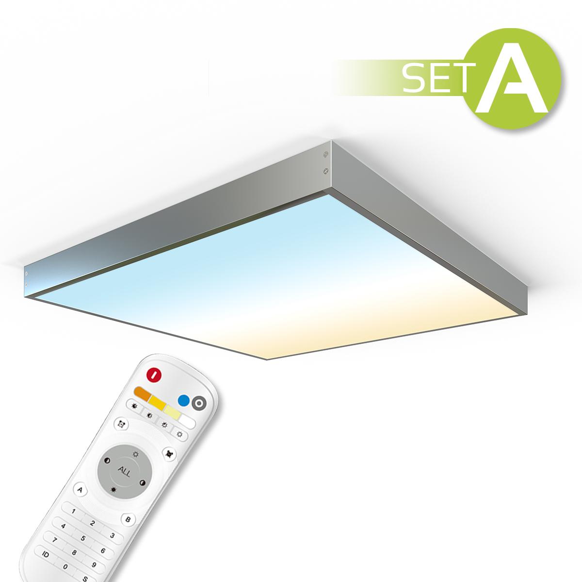 CCT LED Panel 60x60cm Aufbauset 36W 3000K-6000K inkl. Fernbedienung und Aufbaurahmen