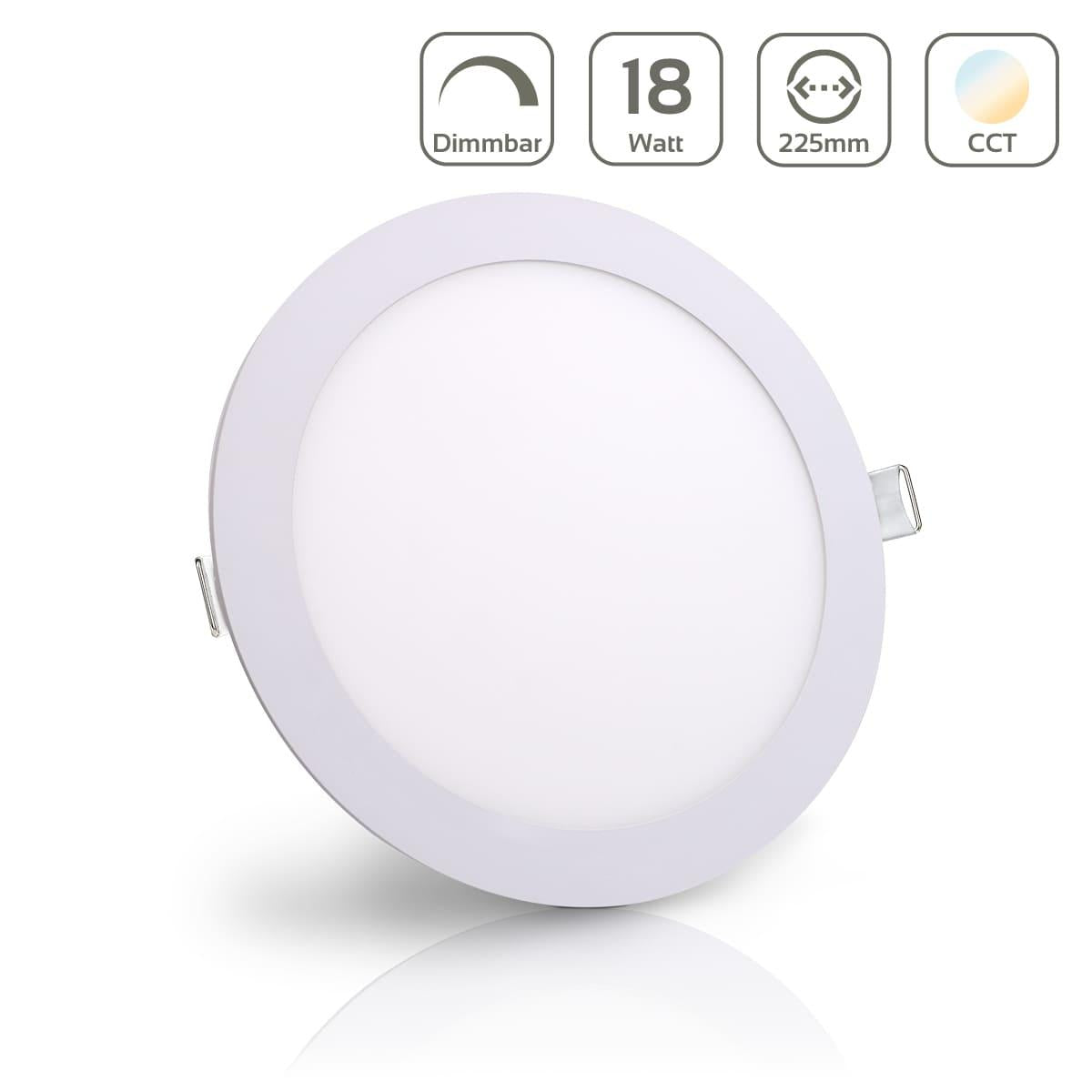 CCT LED Panel Einbaustrahler rund weiss 18W Ø225mm 2700K-6500K