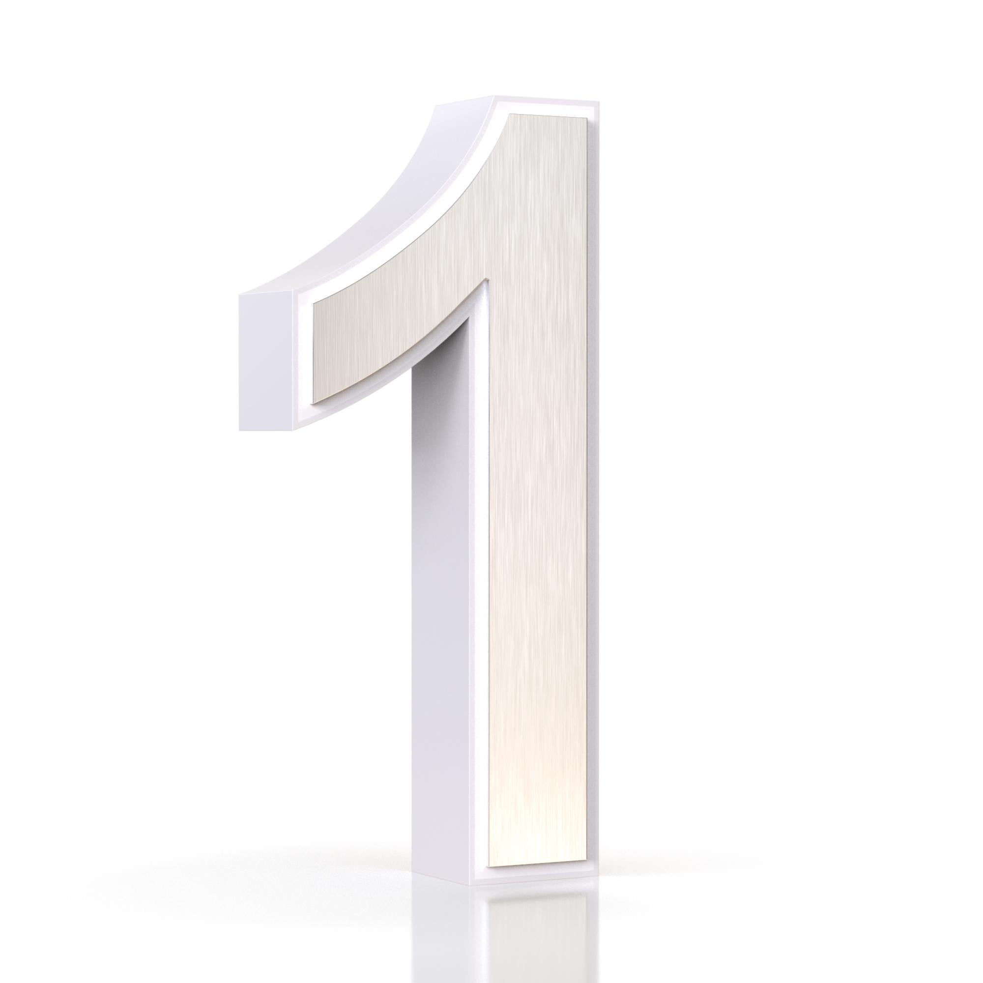 Cover für 15cm Hausnummer 1 Edelstahl Arial selbstklebend