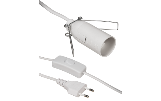 Euro-Netzkabel mit Schnurschalter und E14 Fassung, 3,5m, weiß