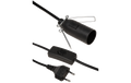 Euro-Netzkabel mit Schnurschalter und E14 Fassung, 3,5m, schwarz