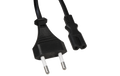Euro-Netzkabel mit Doppelnutstecker, 1,5m, 0,75mm², schwarz