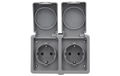 Feuchtraum Doppel-Steckdose Secure, 250V~/16A, IP44, AP, grau
