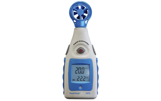 Flügelrad-Anemometer PeakTech P5170, 0-55 Knoten, mit Thermometer, LCD-Anzeige