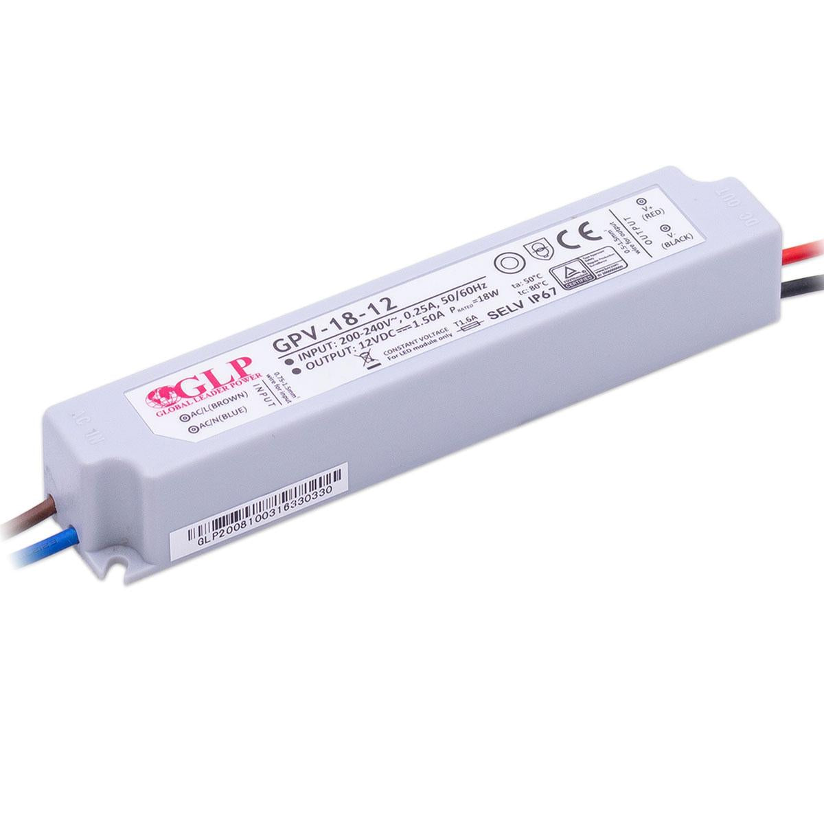 GLP GPV-18-12 LED Netzteil 18W 12V 1.5A IP67 Schaltnetzteil CV