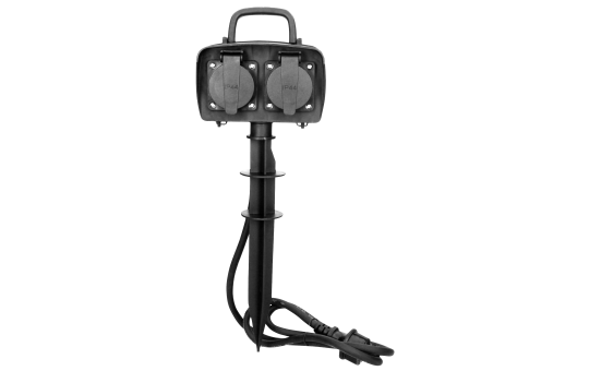 Gartensteckdose, 2-fach, IP44, mit Erdpieß, 1,5m Kabel