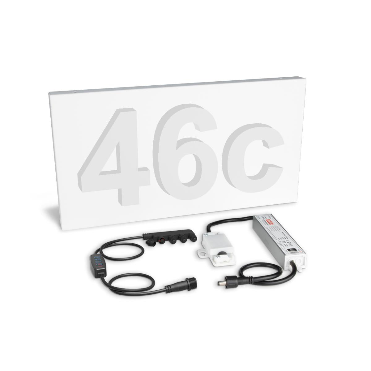 Grundplatte weiß RAL9016 für drei 15cm Hausnummern 403x210x30mm