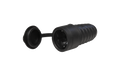 Gummi-Schutzkontakt-Kupplung, schwarz, spritzwassergeschützt, mit Deckel