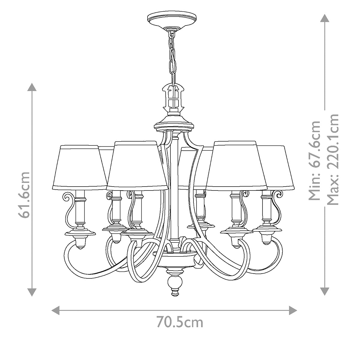Pendelleuchte Plymouth (bronzefarben) 6x - Elstead Lighting