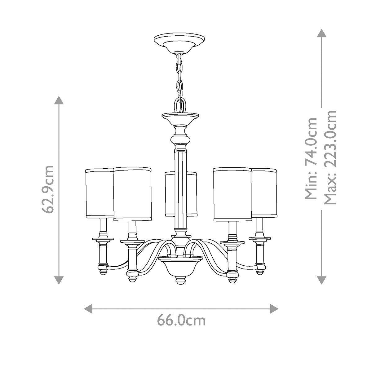 Pendelleuchte Sussex (Nickel) 5x - Elstead Lighting