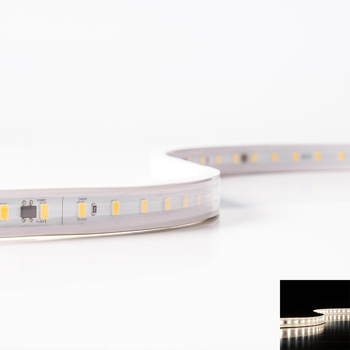 HighVoltage Pro+ Neutralweiß 230V LED Streifen 25M 14W/m 72LED/m 15,5mm IP65 4000K