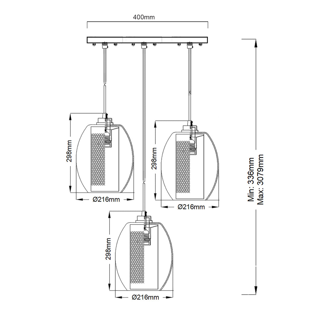 Pendelleuchte Asher II (Antique Pewter) 3x - Elstead Lighting