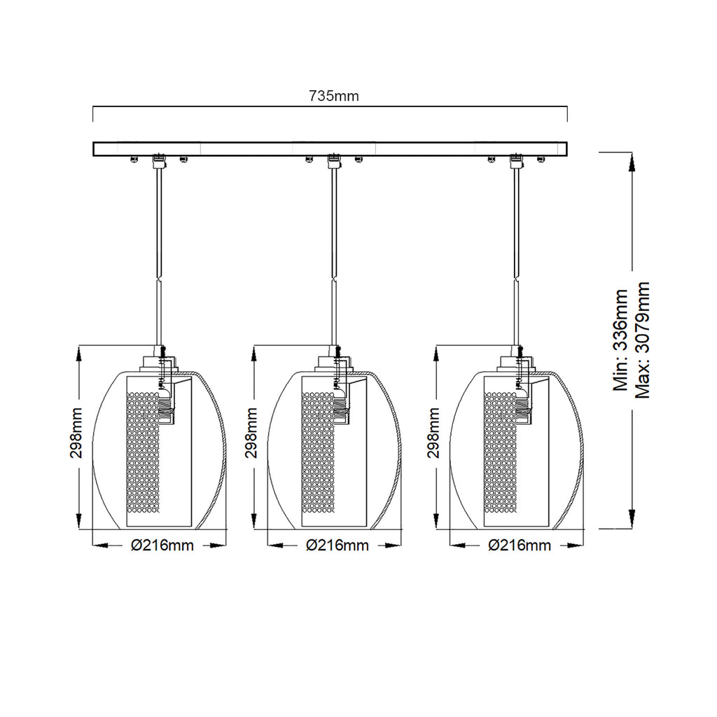 Pendelleuchte Asher II (Antique Pewter) 3x - Elstead Lighting
