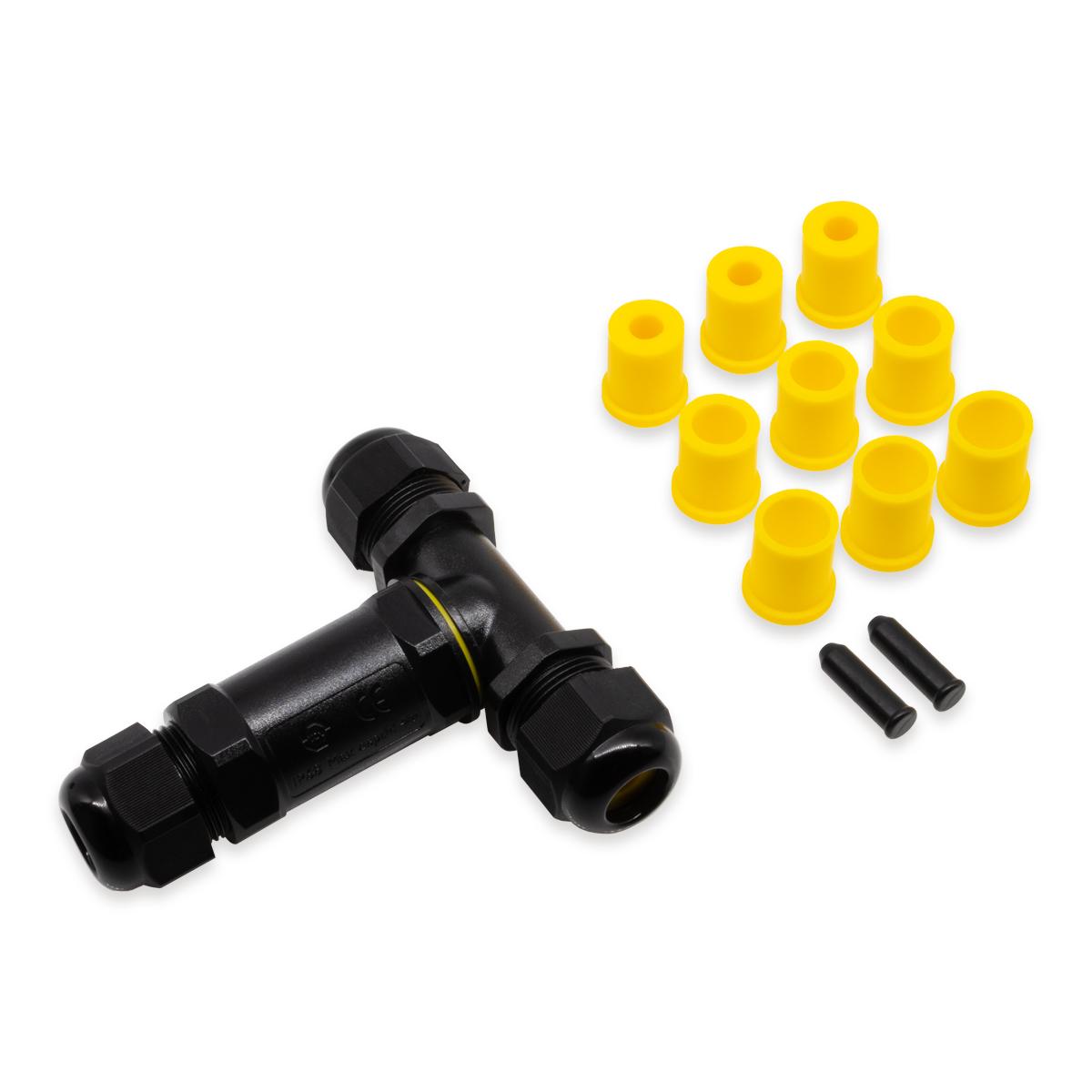 Kabelverbinder Verbindungsbox IP68 T-Form 3-Polig für Ø4-14mm Kabel 24A 450V