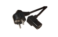 Kaltgeräte-Netzkabel Schutzk.-Winkelstecker Kaltgeräte-Kupplung, 2 m, 3x0,75 mm², schwarz
