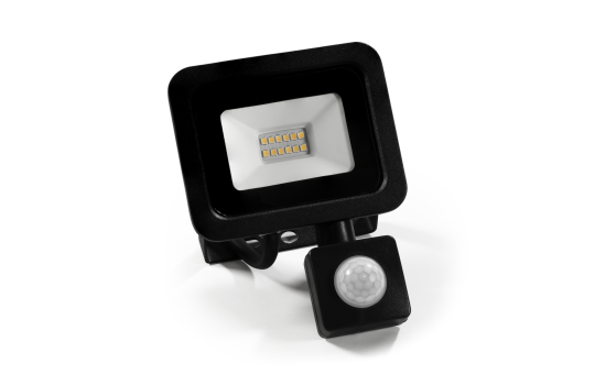 LED-Außenstrahler Slim 10W, 850lm, IP66, 4000K, Bewegungsmelder, Aluminium