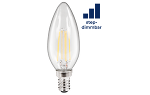 LED Filament Kerzenlampe Filed, E14, 4W, 470lm, warmweiß, step-dimmbar