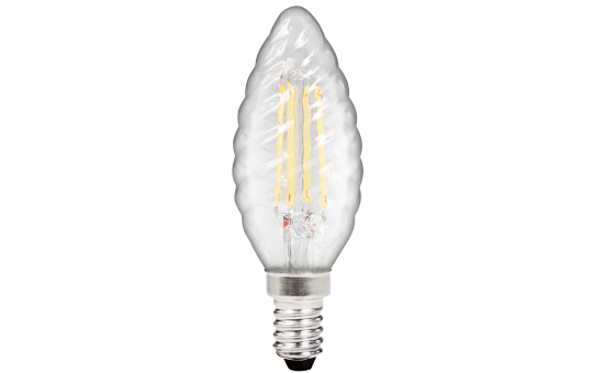 LED Filament Kerzenlampe gedreht Filed, E14, 4W, 490 lm, warmweiß, klar
