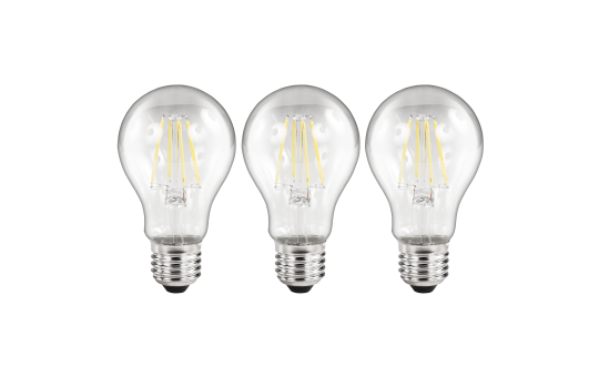 LED Filament Set, 3x Glühlampe, E27, 2W, 200lm, warmweiß, klar