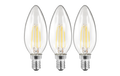 LED Filament Set, 3x Kerzenlampe, E14, 2W, 260lm, warmweiß, klar