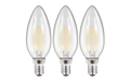 LED Filament Set, 3x Kerzenlampe, E14, 3.6W, 360lm, warmweiß, klar