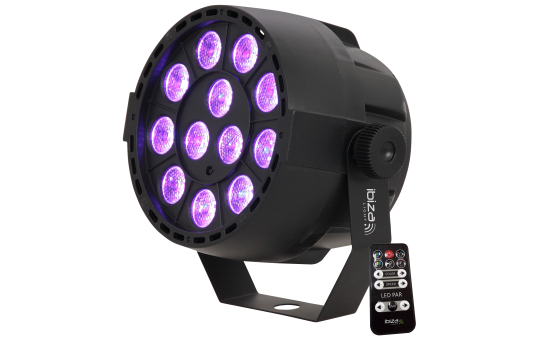 LED-Lichteffekt IBIZA PAR-MINI-RGB3 12x 3W RGB LED, Musiksteuerung, DMX