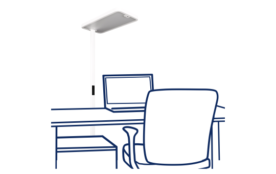 LED-Schreibtisch-Stehleuchte ROLF KERN Office-Pro mit Touch Display, PIR & Tageslicht-Sensor